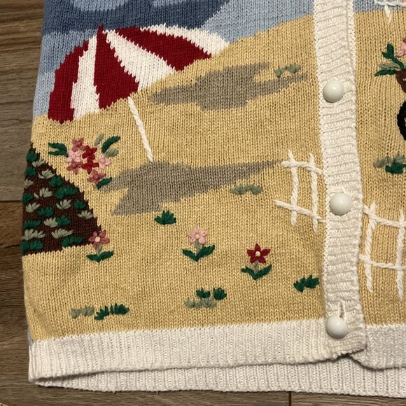 Capacity Beach Sweater Vest SZ Small Button Up Lighthouse Summer Cottage - Picture 9 of 10